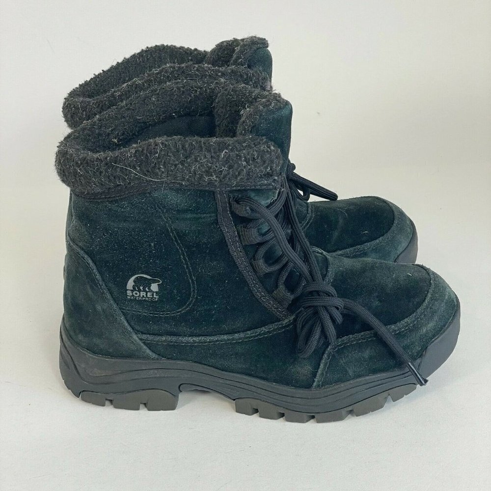 Sorel Womens‎ Waterfall Low Winter Snow Insulated Boots Black 6 Suede NL1959-010
